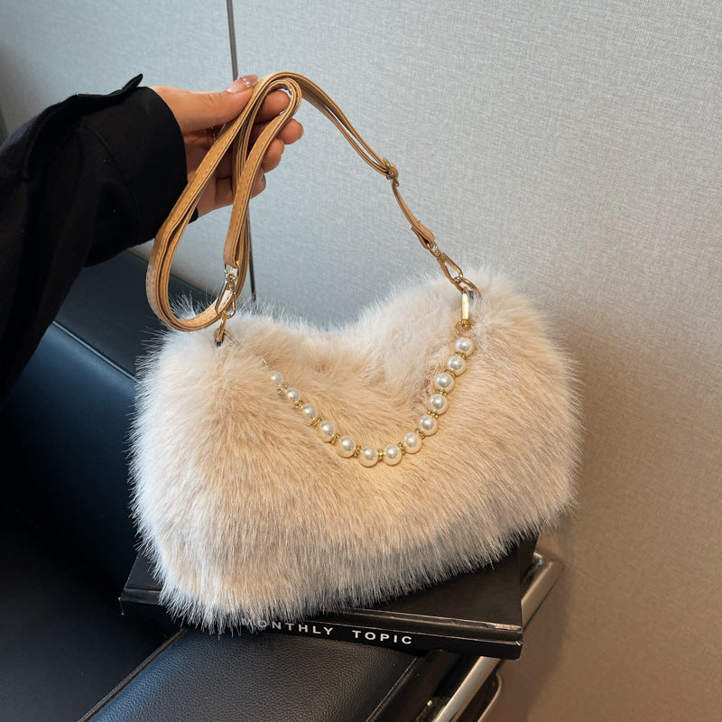 Bolso de Hombro de Moda para Otoño e Invierno: Con Cadena de Perlas y Diseño Versátil para Mujer