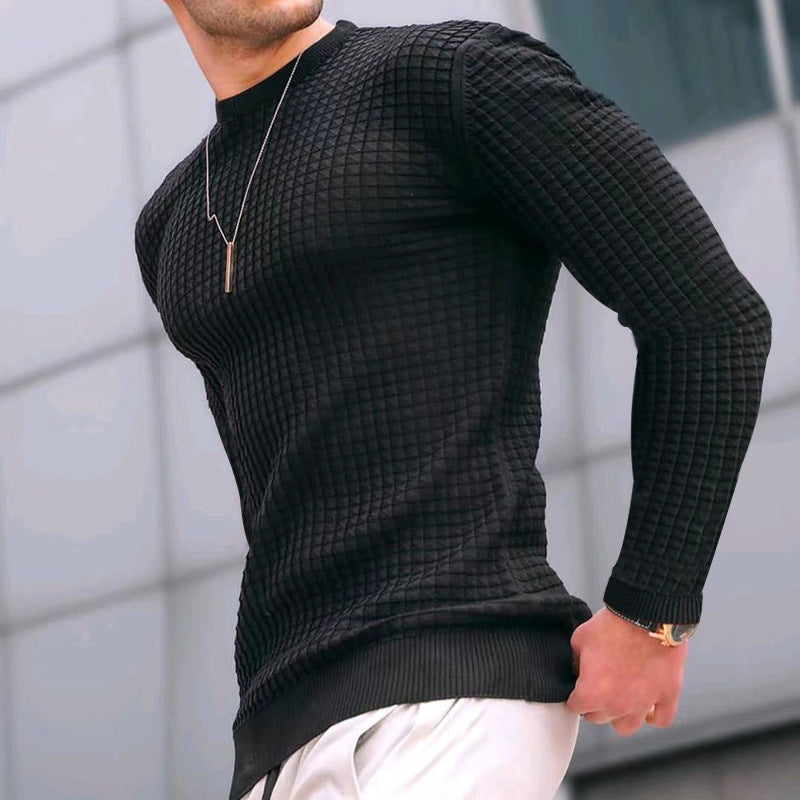 Jersey de Algodón con Cuello Redondo: Suelto, Tejido y de Manga Larga - Perfecto para Estilo Casual y Confort