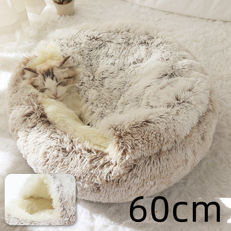 Cama 2 en 1 para Perro y Gato: Cálida y Suave, Ideal para Invierno, Redonda y Acogedora