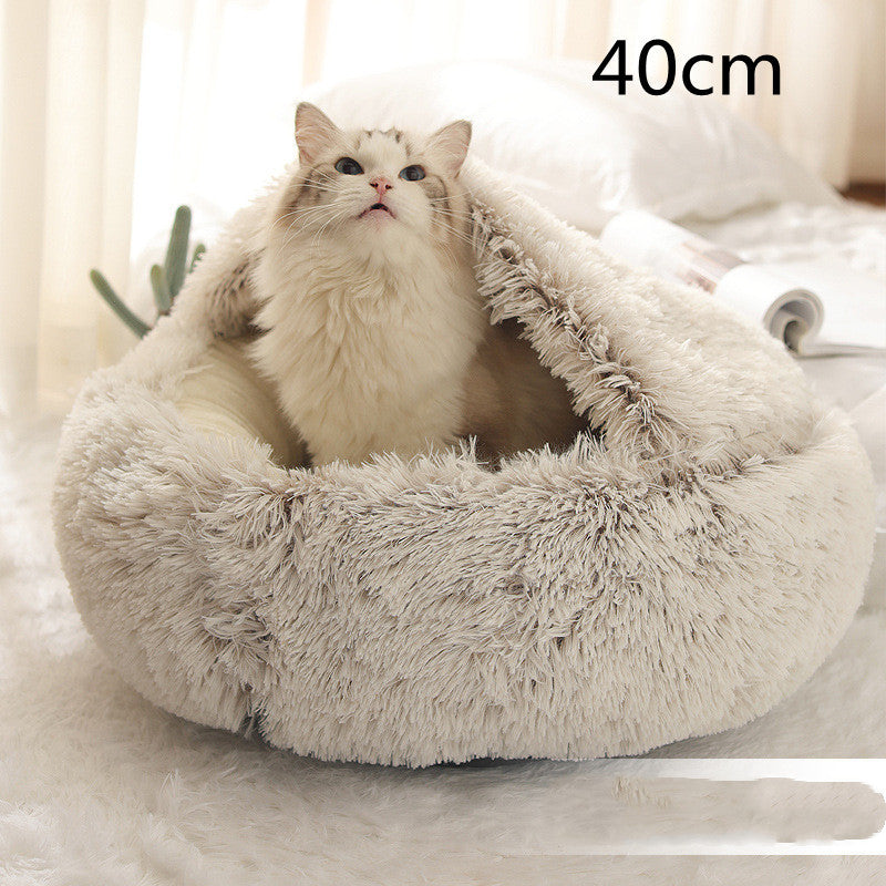 Cama 2 en 1 para Perro y Gato: Cálida y Suave, Ideal para Invierno, Redonda y Acogedora