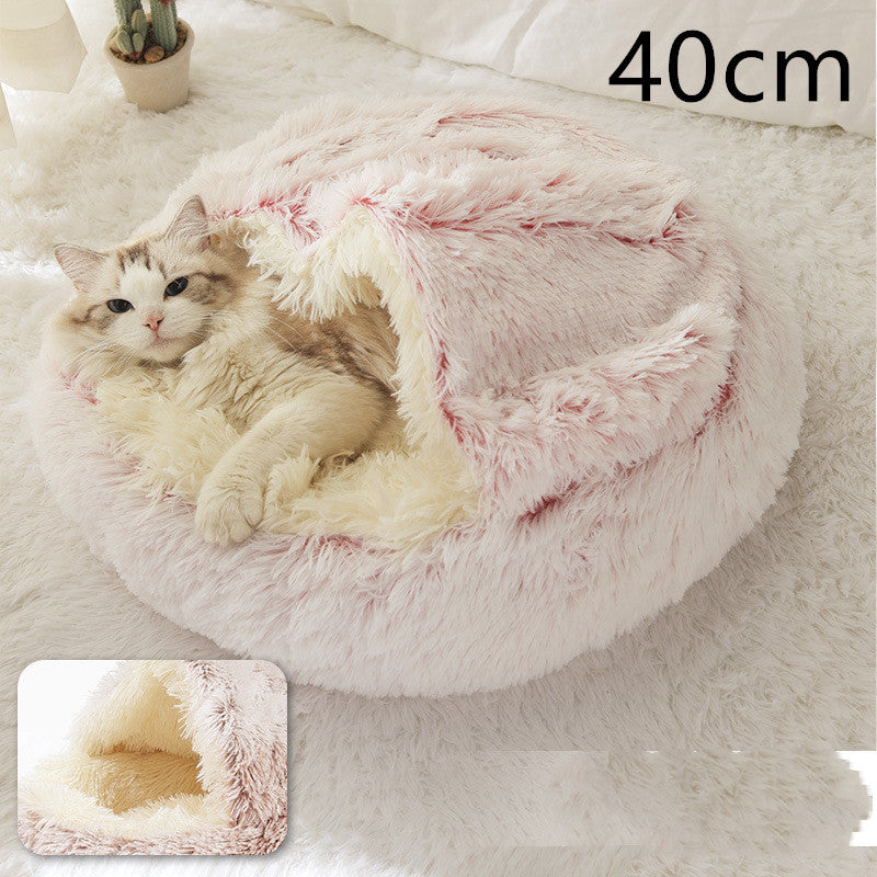 Cama 2 en 1 para Perro y Gato: Cálida y Suave, Ideal para Invierno, Redonda y Acogedora