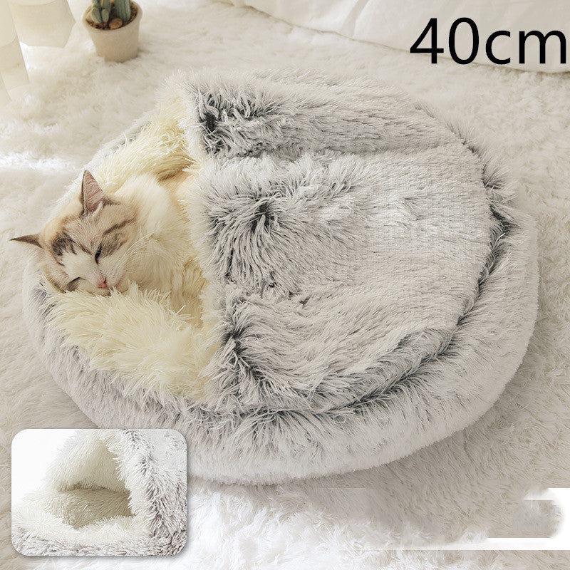 Cama 2 en 1 para Perro y Gato: Cálida y Suave, Ideal para Invierno, Redonda y Acogedora