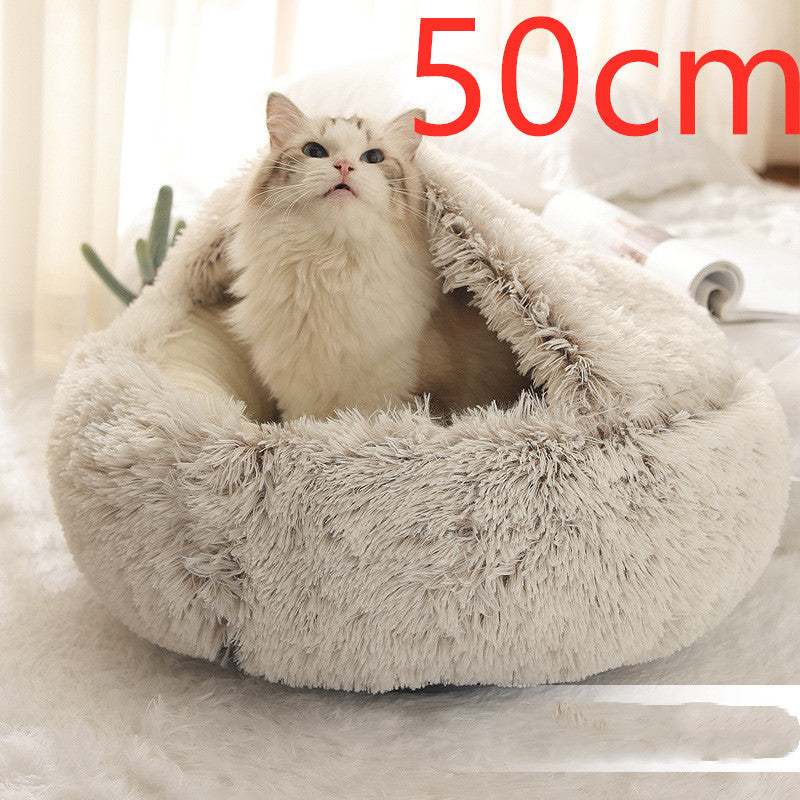 Cama 2 en 1 para Perro y Gato: Cálida y Suave, Ideal para Invierno, Redonda y Acogedora