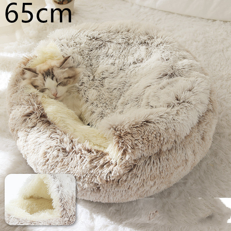 Cama 2 en 1 para Perro y Gato: Cálida y Suave, Ideal para Invierno, Redonda y Acogedora