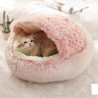 Cama 2 en 1 para Perro y Gato: Cálida y Suave, Ideal para Invierno, Redonda y Acogedora