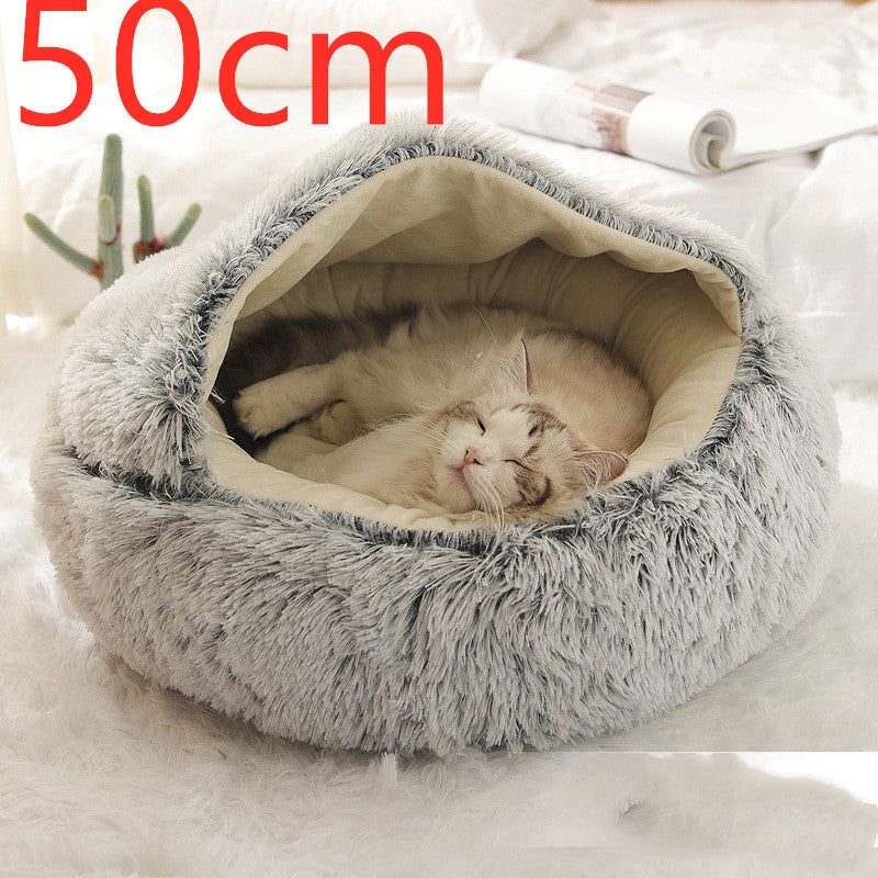 Cama 2 en 1 para Perro y Gato: Cálida y Suave, Ideal para Invierno, Redonda y Acogedora