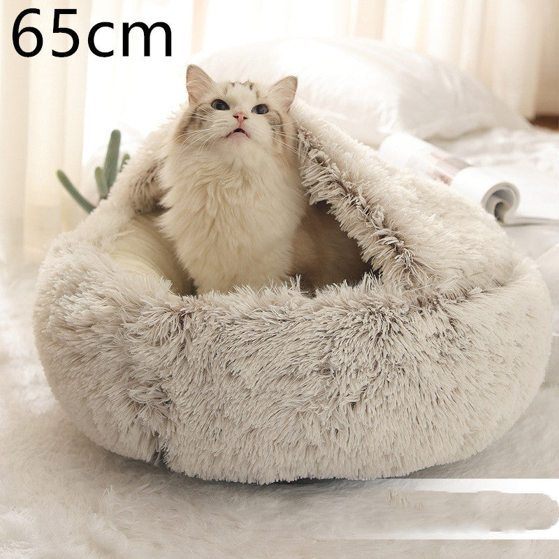 Cama 2 en 1 para Perro y Gato: Cálida y Suave, Ideal para Invierno, Redonda y Acogedora