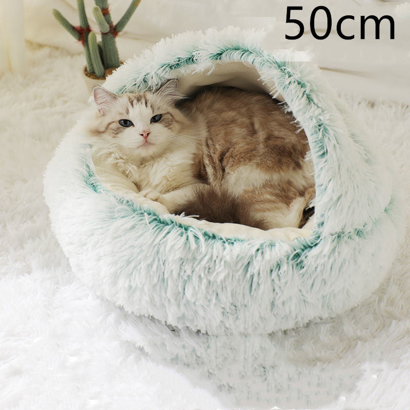 Cama 2 en 1 para Perro y Gato: Cálida y Suave, Ideal para Invierno, Redonda y Acogedora