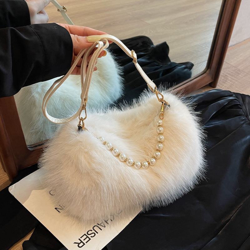 Bolso de Hombro de Moda para Otoño e Invierno: Con Cadena de Perlas y Diseño Versátil para Mujer