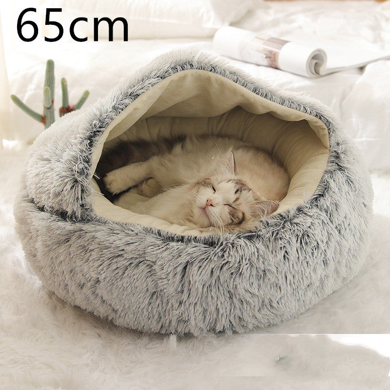 Cama 2 en 1 para Perro y Gato: Cálida y Suave, Ideal para Invierno, Redonda y Acogedora