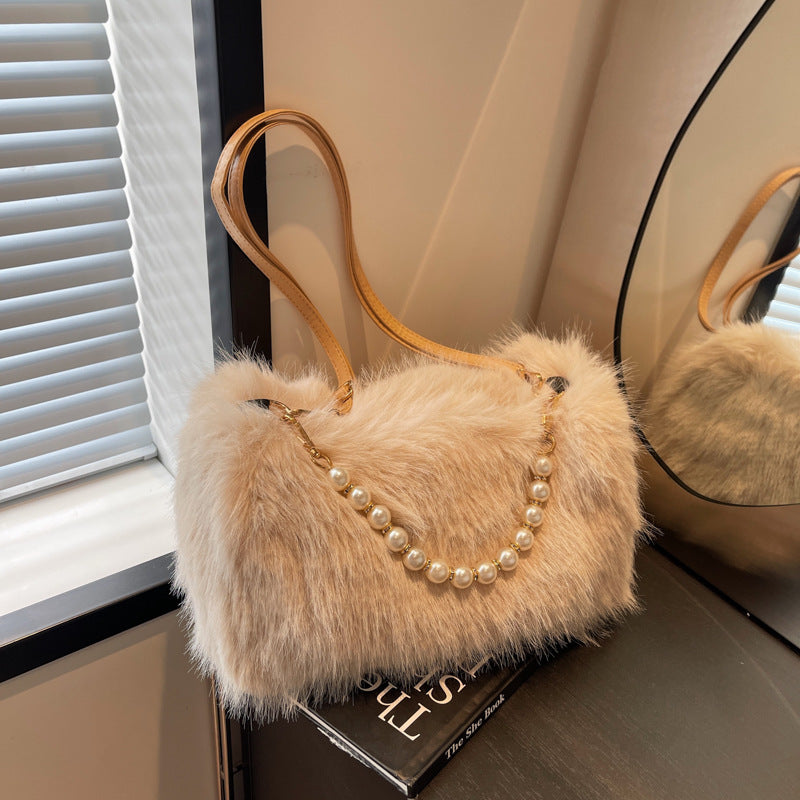 Bolso de Hombro de Moda para Otoño e Invierno: Con Cadena de Perlas y Diseño Versátil para Mujer