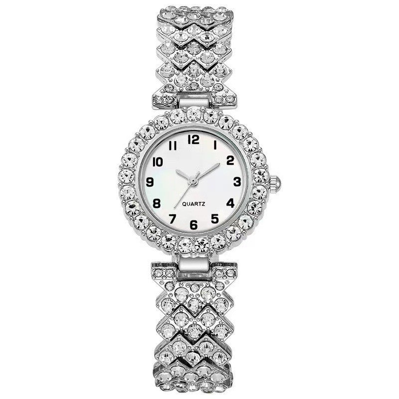 Juego de Reloj de Lujo para Mujer: 2 Piezas con Pulsera de Aleación y Correa de Plata - Regalo Perfecto