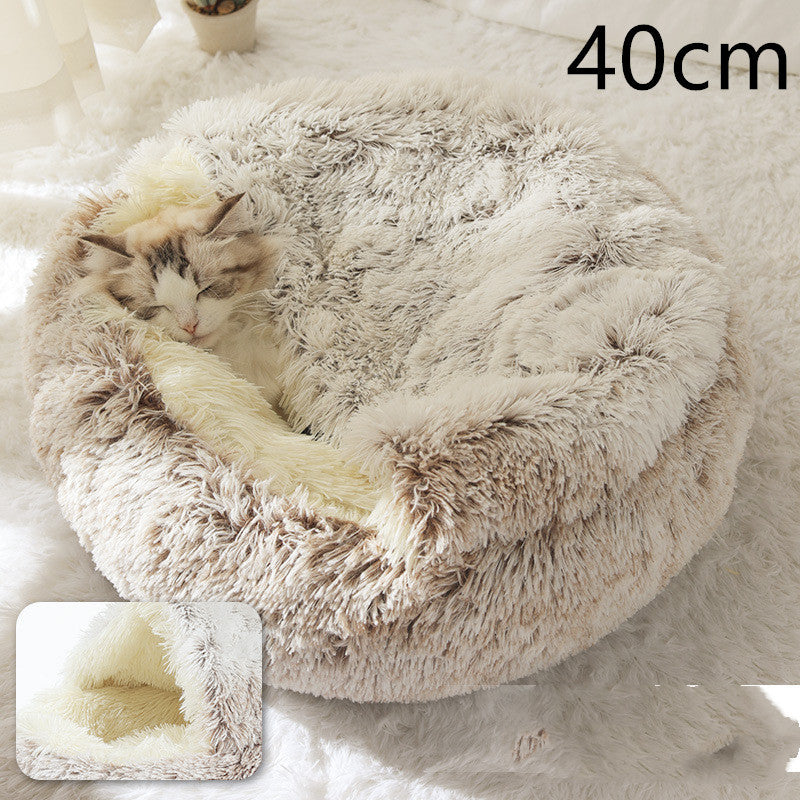 Cama 2 en 1 para Perro y Gato: Cálida y Suave, Ideal para Invierno, Redonda y Acogedora