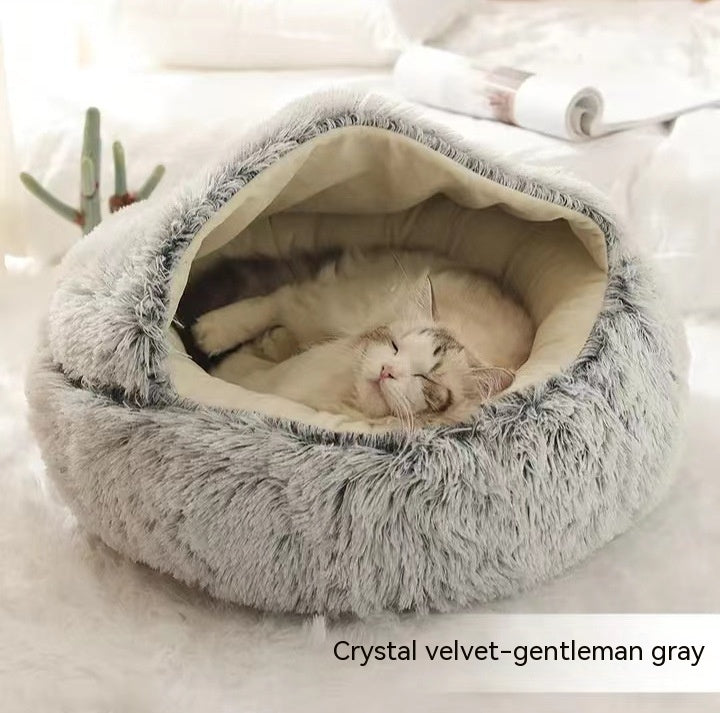 Cama 2 en 1 para Perro y Gato: Cálida y Suave, Ideal para Invierno, Redonda y Acogedora