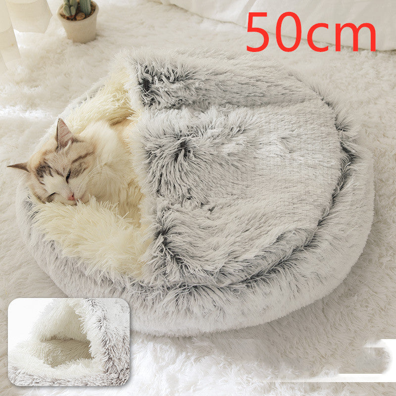 Cama 2 en 1 para Perro y Gato: Cálida y Suave, Ideal para Invierno, Redonda y Acogedora