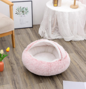 Cama 2 en 1 para Perro y Gato: Cálida y Suave, Ideal para Invierno, Redonda y Acogedora