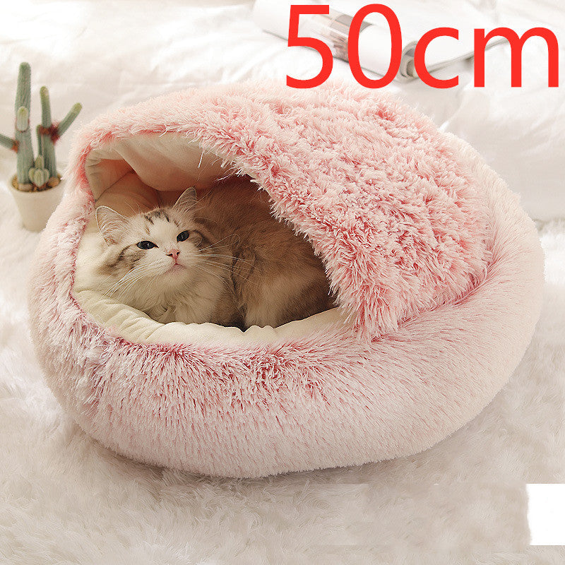 Cama 2 en 1 para Perro y Gato: Cálida y Suave, Ideal para Invierno, Redonda y Acogedora