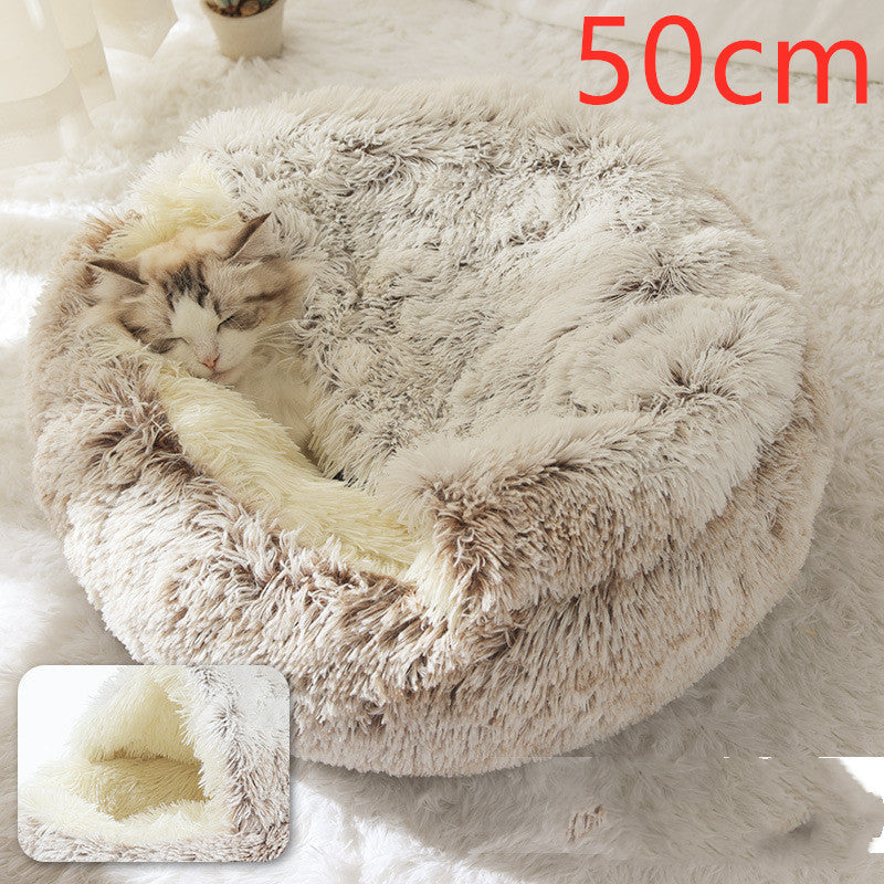 Cama 2 en 1 para Perro y Gato: Cálida y Suave, Ideal para Invierno, Redonda y Acogedora