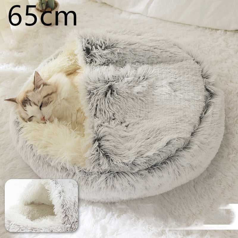 Cama 2 en 1 para Perro y Gato: Cálida y Suave, Ideal para Invierno, Redonda y Acogedora