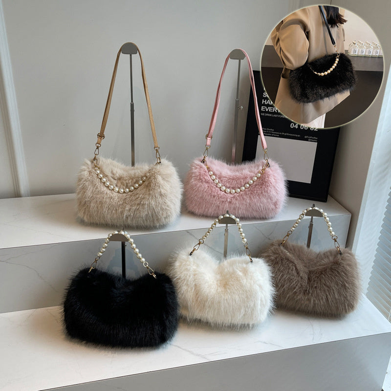 Bolso de Hombro de Moda para Otoño e Invierno: Con Cadena de Perlas y Diseño Versátil para Mujer