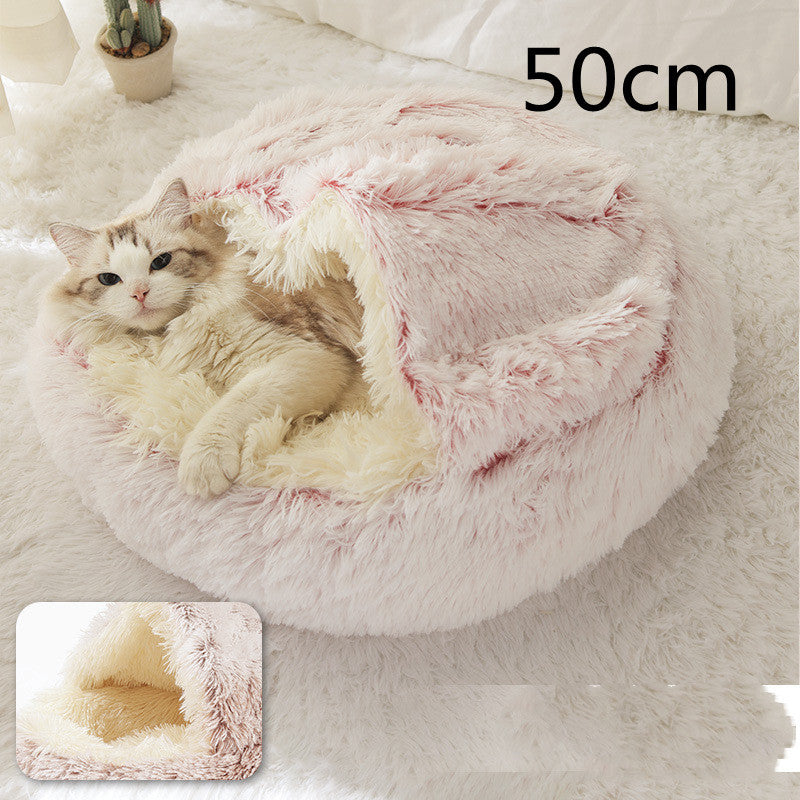 Cama 2 en 1 para Perro y Gato: Cálida y Suave, Ideal para Invierno, Redonda y Acogedora