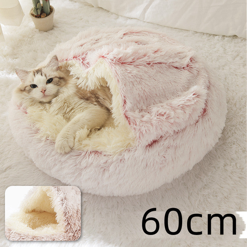 Cama 2 en 1 para Perro y Gato: Cálida y Suave, Ideal para Invierno, Redonda y Acogedora