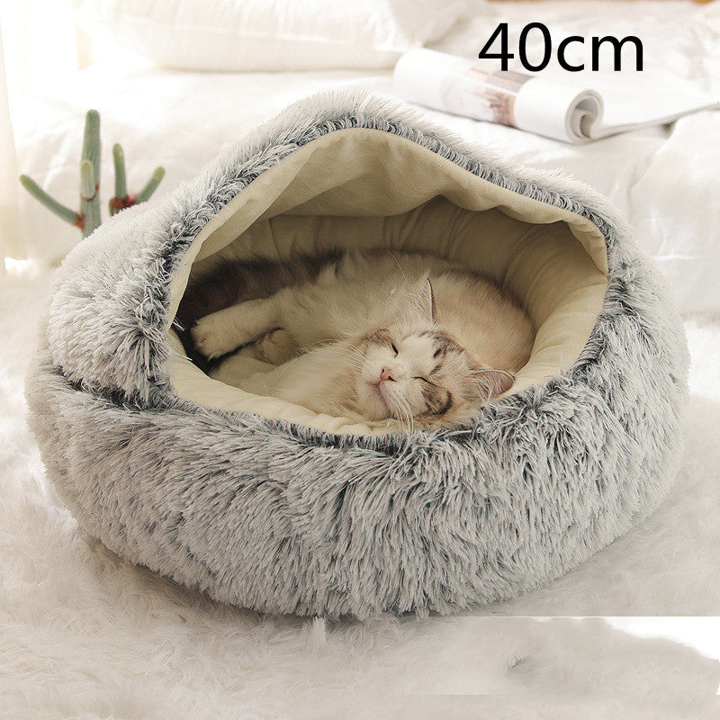 Cama 2 en 1 para Perro y Gato: Cálida y Suave, Ideal para Invierno, Redonda y Acogedora