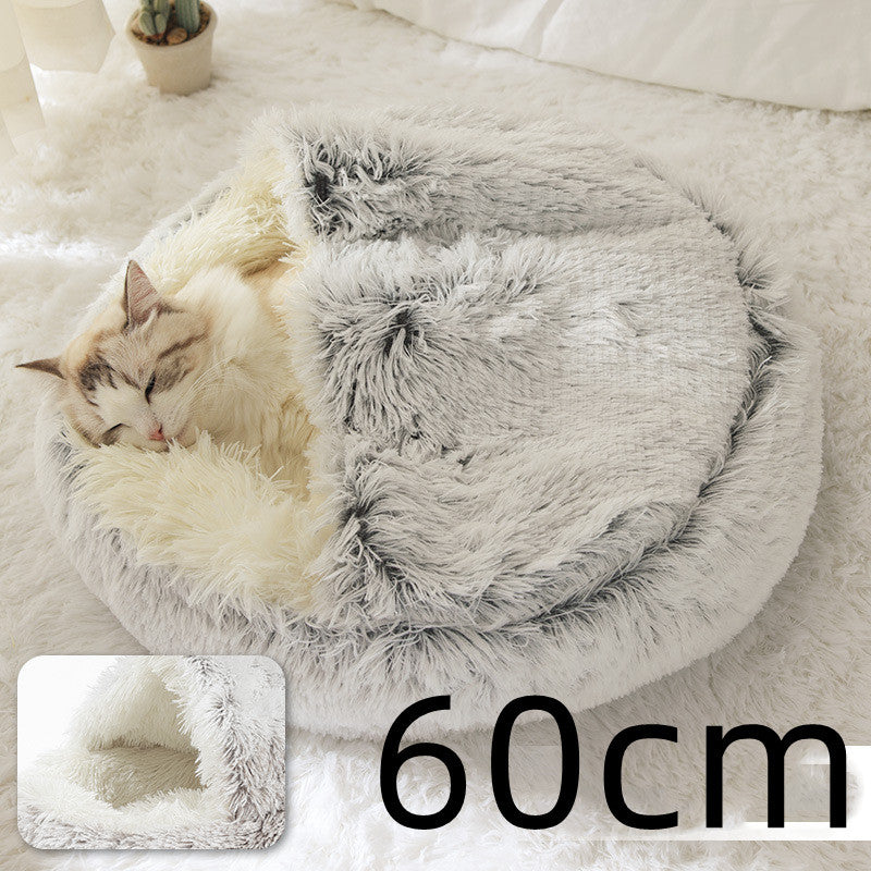 Cama 2 en 1 para Perro y Gato: Cálida y Suave, Ideal para Invierno, Redonda y Acogedora