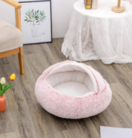 Cama 2 en 1 para Perro y Gato: Cálida y Suave, Ideal para Invierno, Redonda y Acogedora