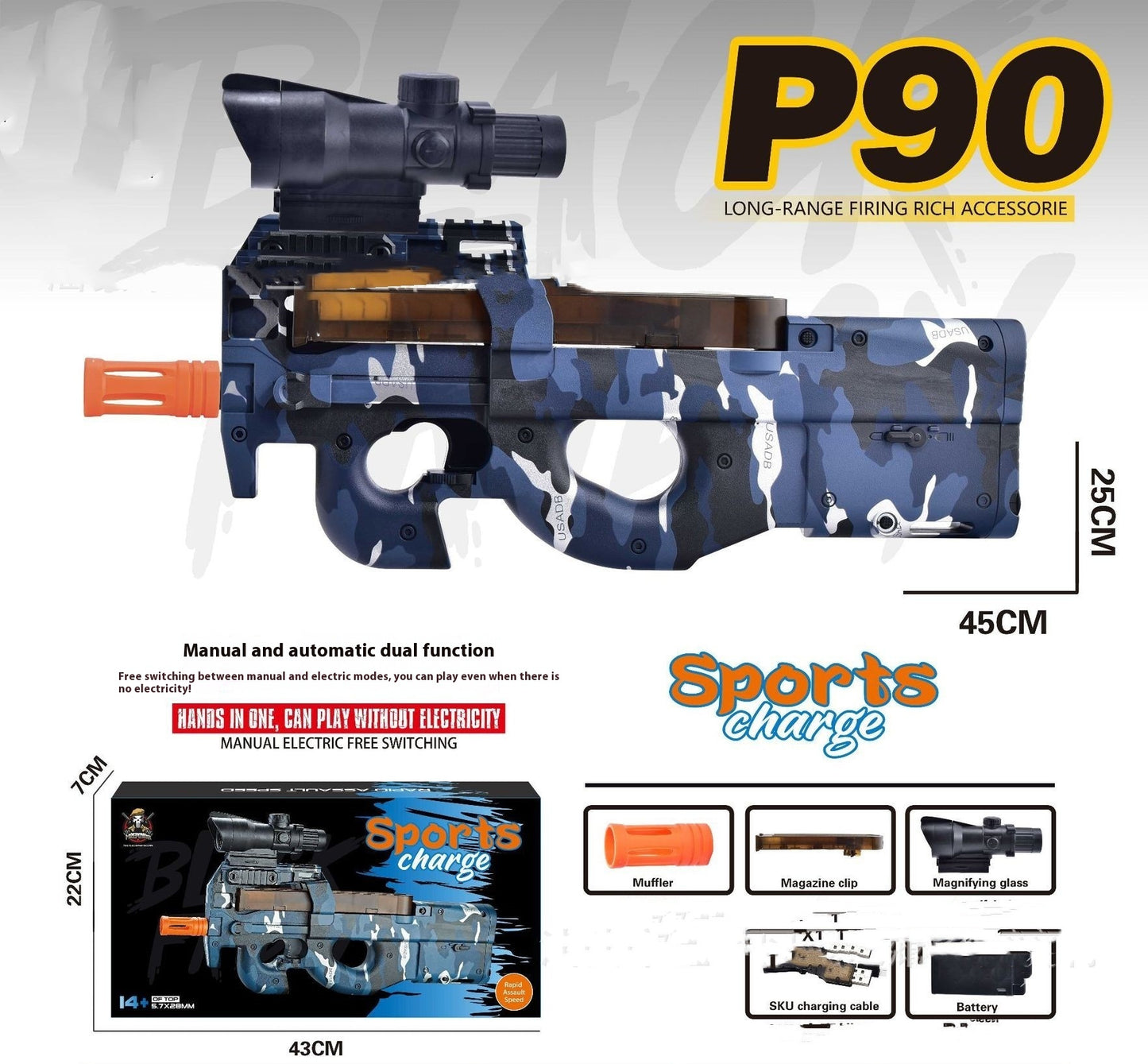 Rifle Eléctrico P90 con Carga