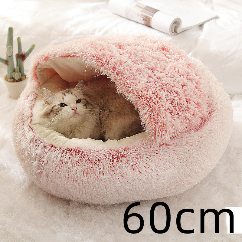 Cama 2 en 1 para Perro y Gato: Cálida y Suave, Ideal para Invierno, Redonda y Acogedora