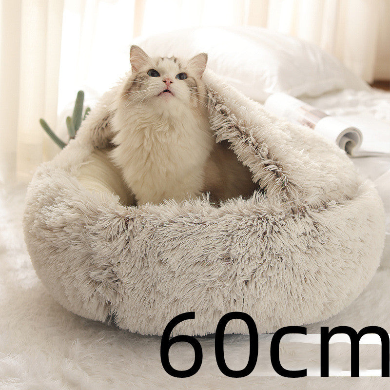 Cama 2 en 1 para Perro y Gato: Cálida y Suave, Ideal para Invierno, Redonda y Acogedora