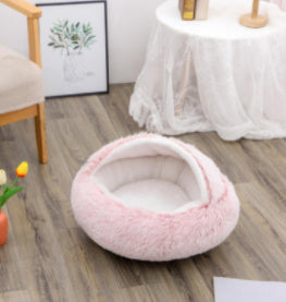 Cama 2 en 1 para Perro y Gato: Cálida y Suave, Ideal para Invierno, Redonda y Acogedora