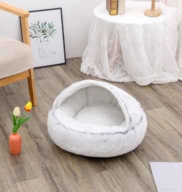 Cama 2 en 1 para Perro y Gato: Cálida y Suave, Ideal para Invierno, Redonda y Acogedora